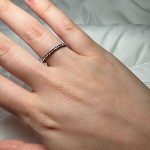 Baublebar Ultra Thin Faux Diamond Ring Rhodium Size 7